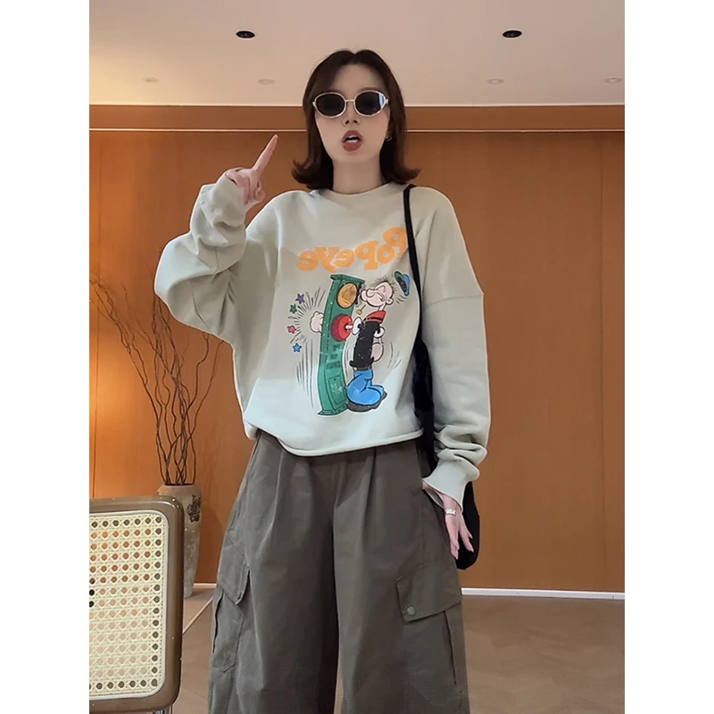 小个子时尚圆领卫衣女2026春秋新款爆款oversize美式复古无帽上衣