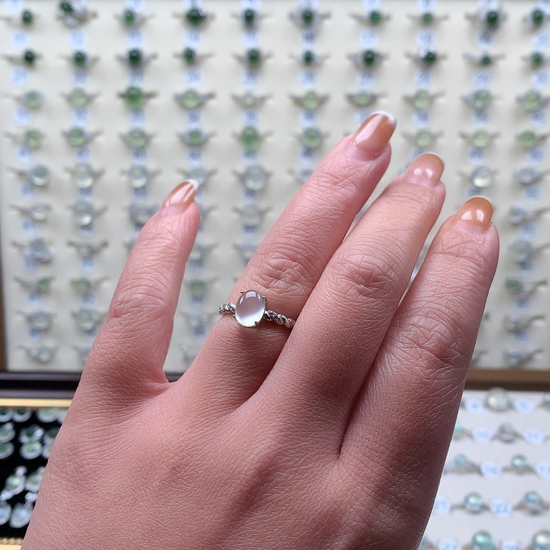 蛇纹石玉银S925镶嵌戒指