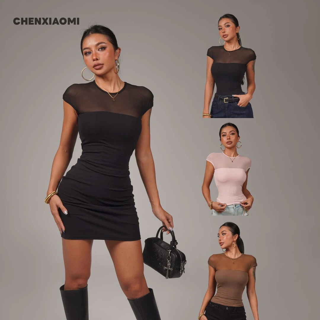 【蜜蜜家】秀珠小姐 欧美带可拆胸垫上衣/连衣裙短裙 25/Z598/Y735