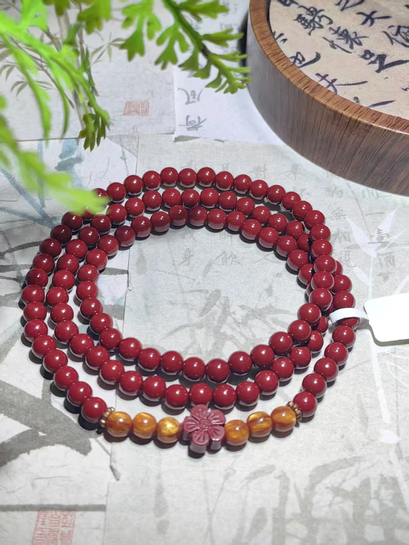 含辰砂工艺品多圈手串~花【无礼盒】277