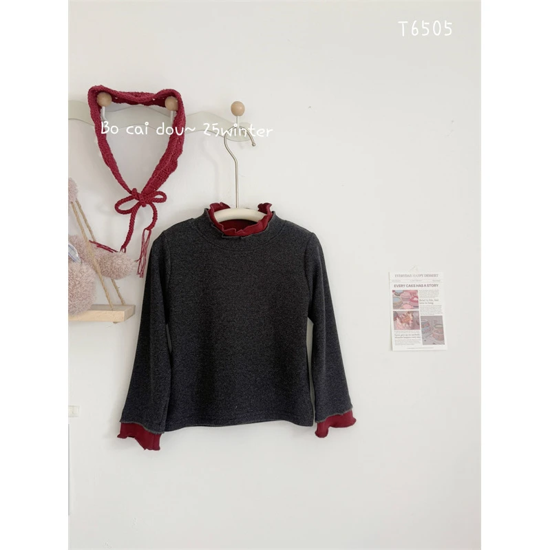 菠菜豆·25冬~木耳边假两件加绒T6505（童装汉服）