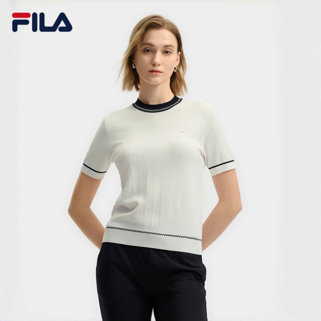 Fila/斐乐透气编织衫女装短袖夏季新款属实针织POLO衫运动休闲