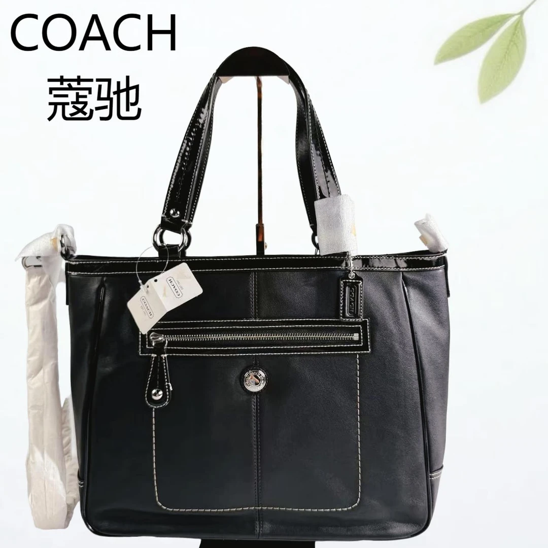 95新 COACH/蔻驰 黑色单肩斜挎包G25803789底长35X28