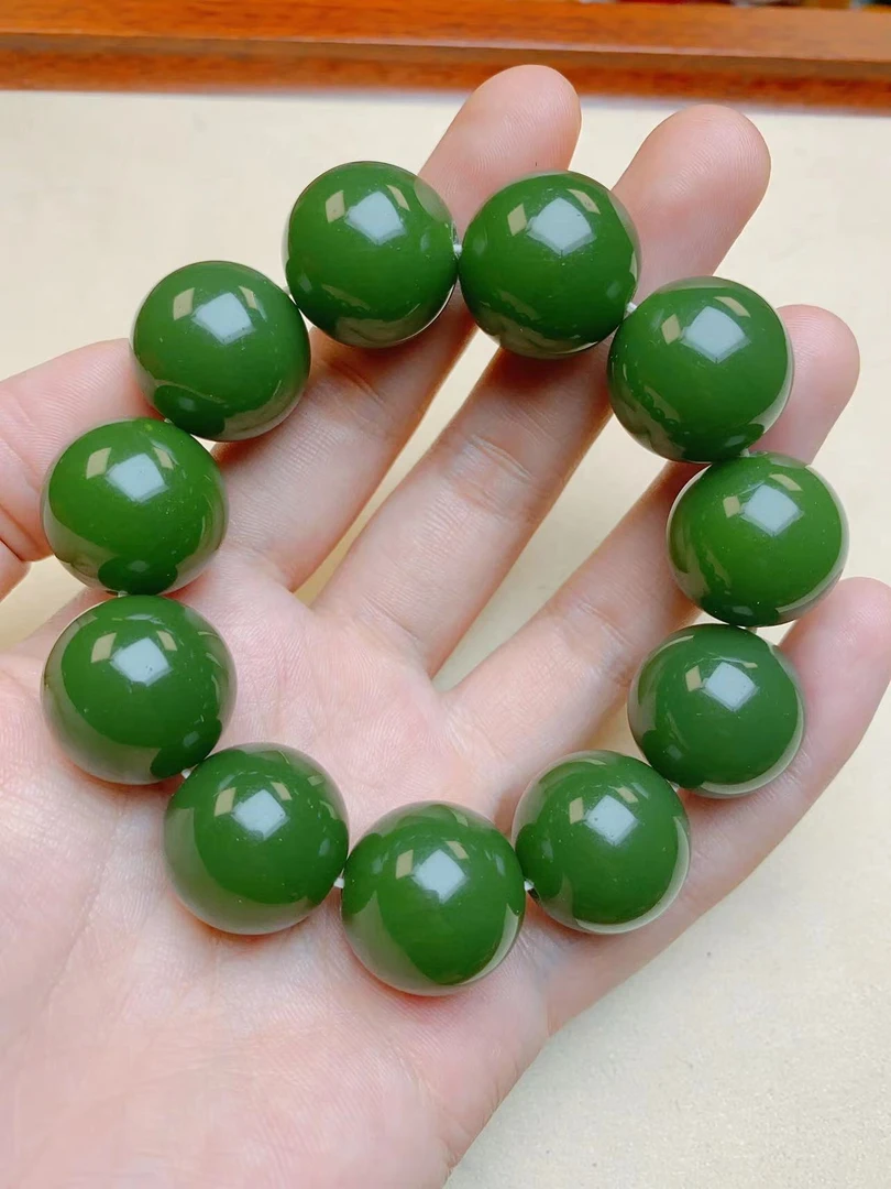 卡20mm菠菜绿手串 色泽鲜艳