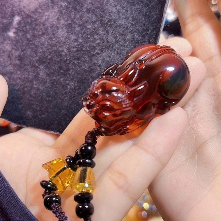 蓝珀未镶嵌珠宝奇石墨西哥红蓝貔貅