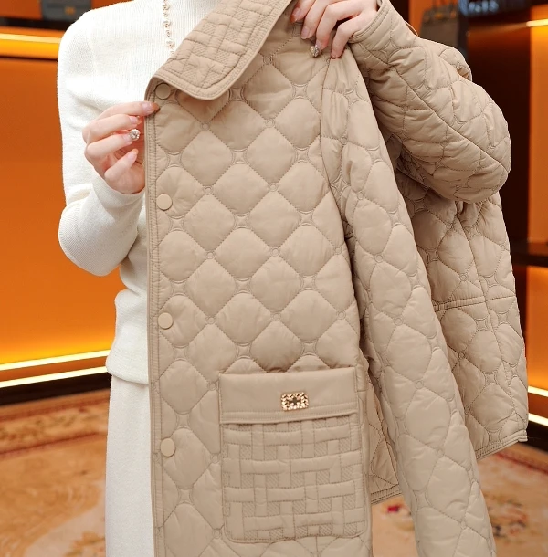 CC-菱形棉服双口袋款时尚短款