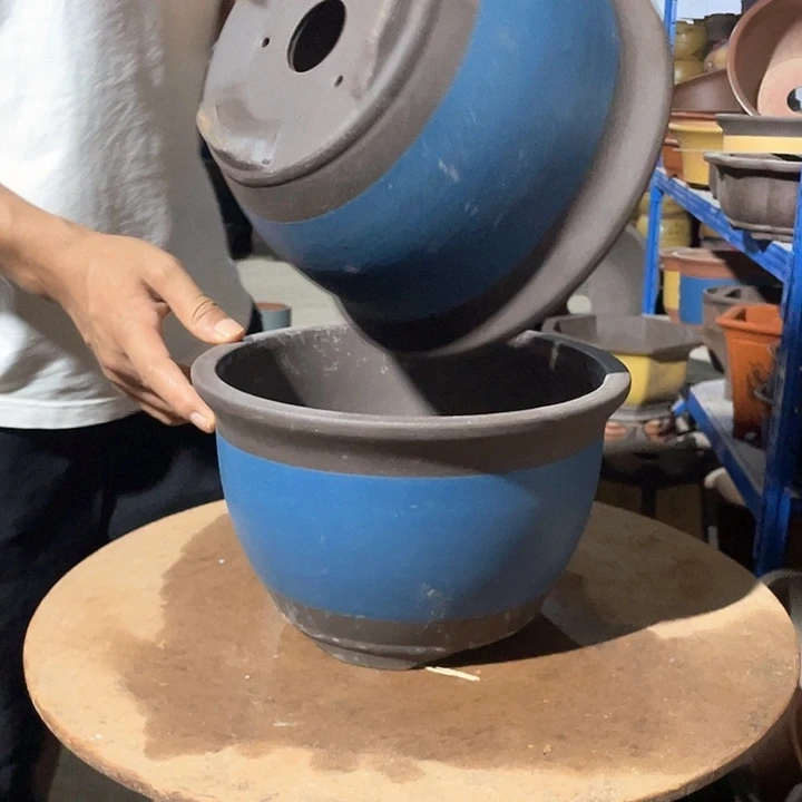 25-25蓝色花盆花盆花盆