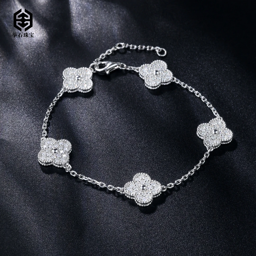 925银莫桑石银制品 【举石精选】X0609-9819-844莫桑钻手链（一件）F