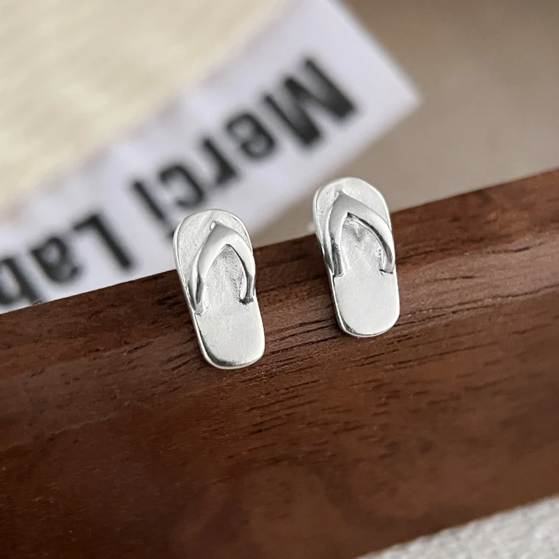 925银耳饰 925纯银拖鞋耳钉女简约小巧迷你个性轻奢时髦基础款百