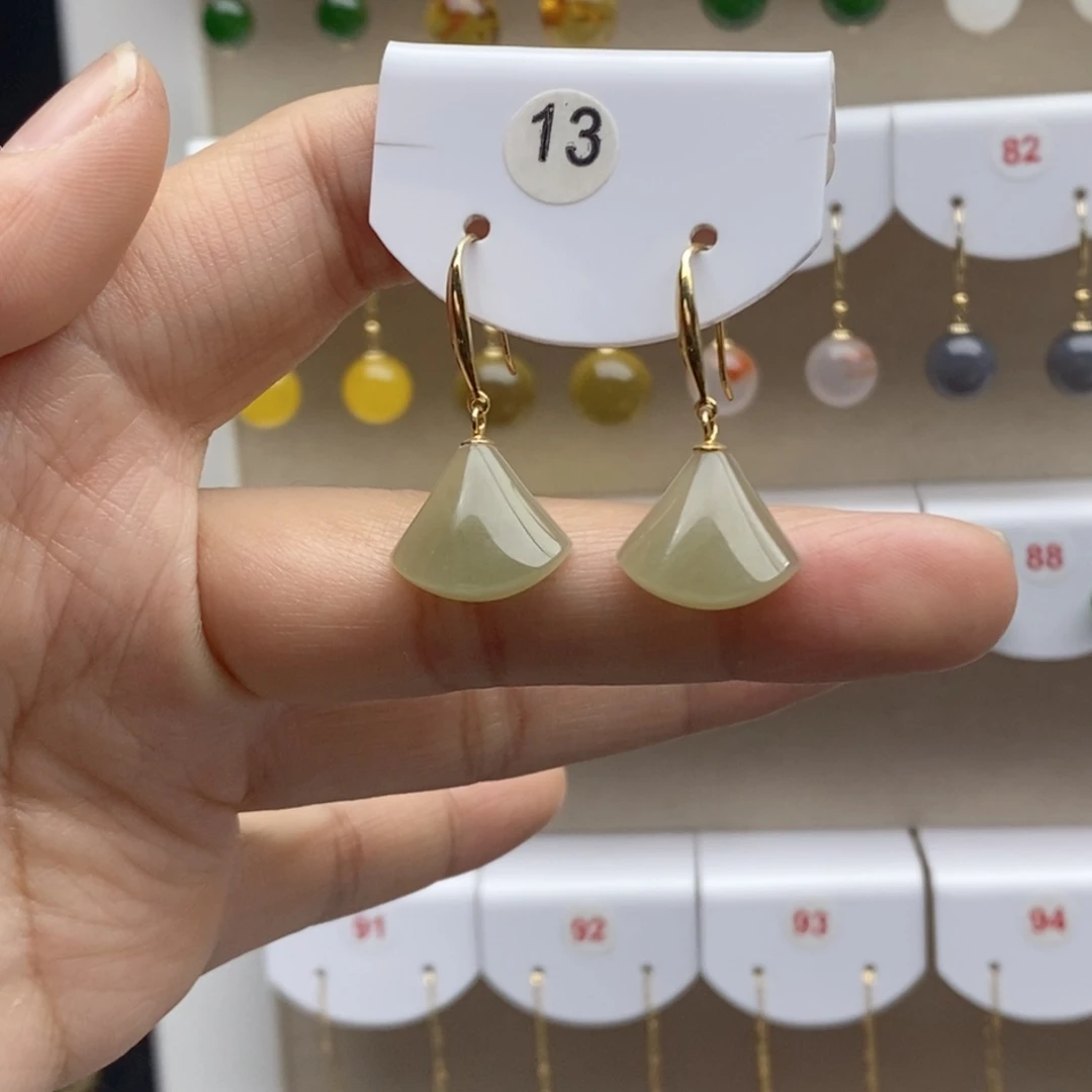 银S925镶嵌和田玉耳饰