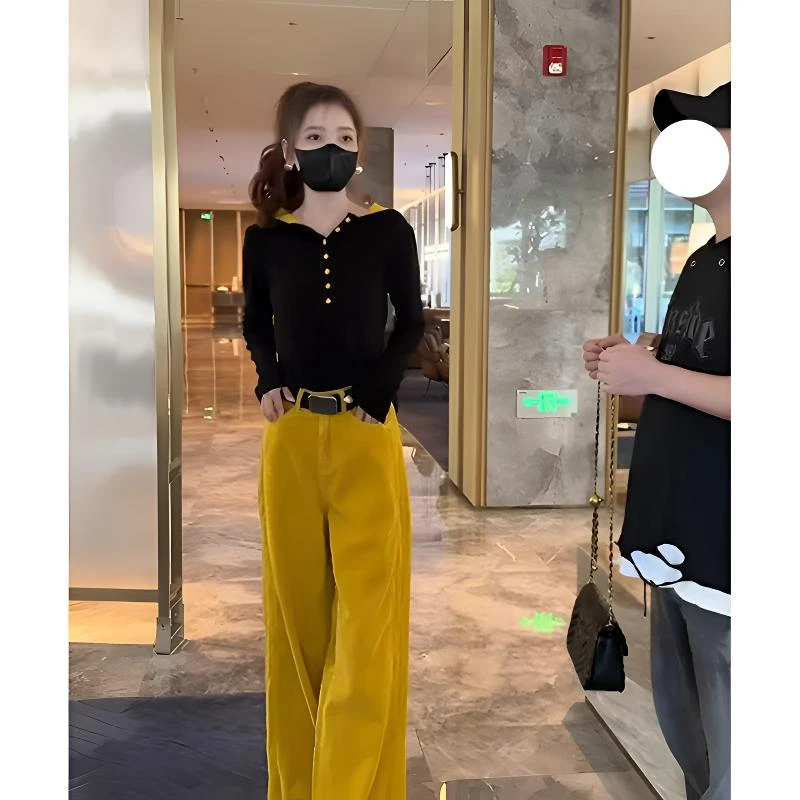 小个子春秋装穿搭休闲运动套装连帽半开领上衣高腰阔腿裤两件套装