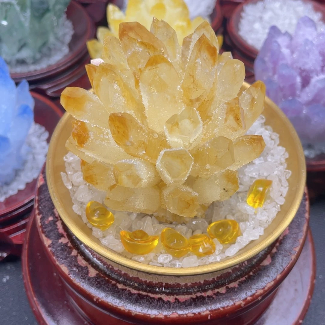 石材霞柠檬黄水晶90