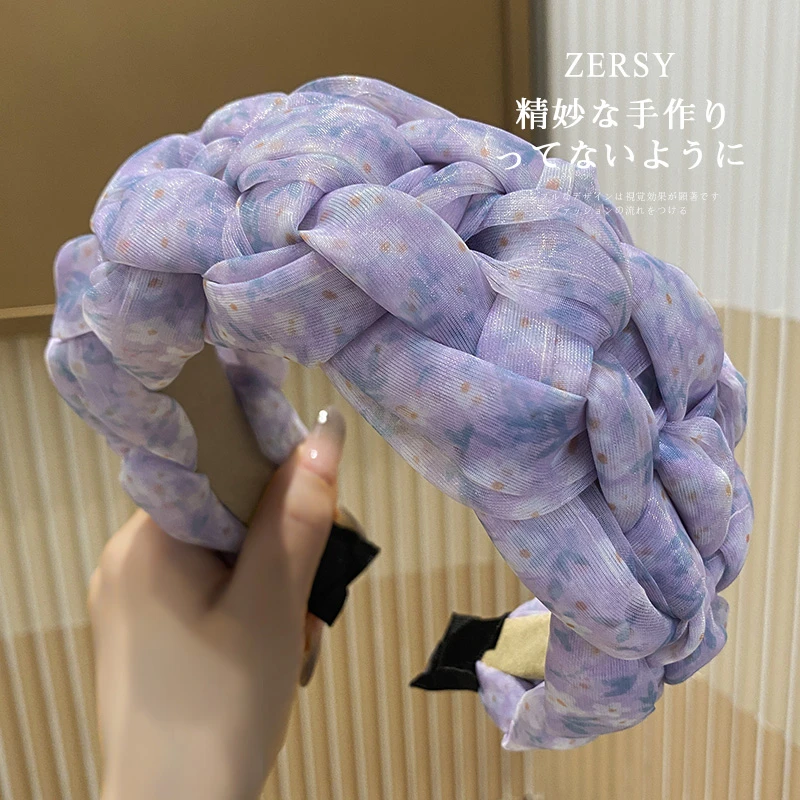 2025夏季新款编织发卡高颅顶显脸小发捆欧根纱发箍高级感压发头箍