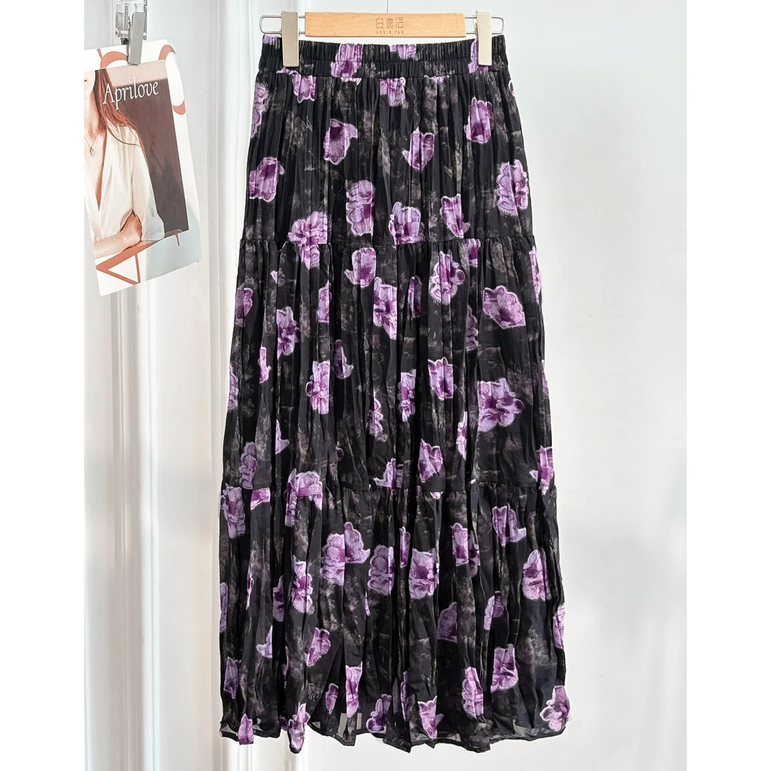 【商场同款新品】白鹿语时尚百搭显瘦高腰印花半身裙女YU20595