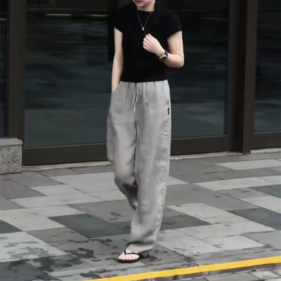 【大爱美依缘】新款时尚百搭纯色修身短袖T恤休闲垂坠感阔腿裤女装