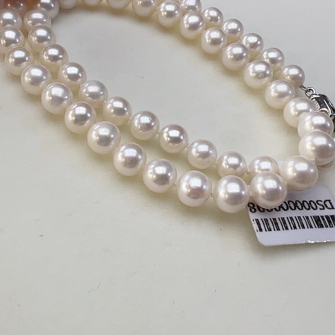 淡水珍珠颈饰银S925镶嵌➕7.8高品冷白