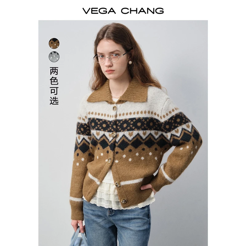 【返现10%】9/22上新【菱纹暖织】提花针织开衫上身复古温柔针织衫