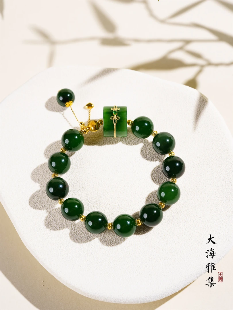 【松颜】18K金聚红皮和田玉手串11.5m+ D3662