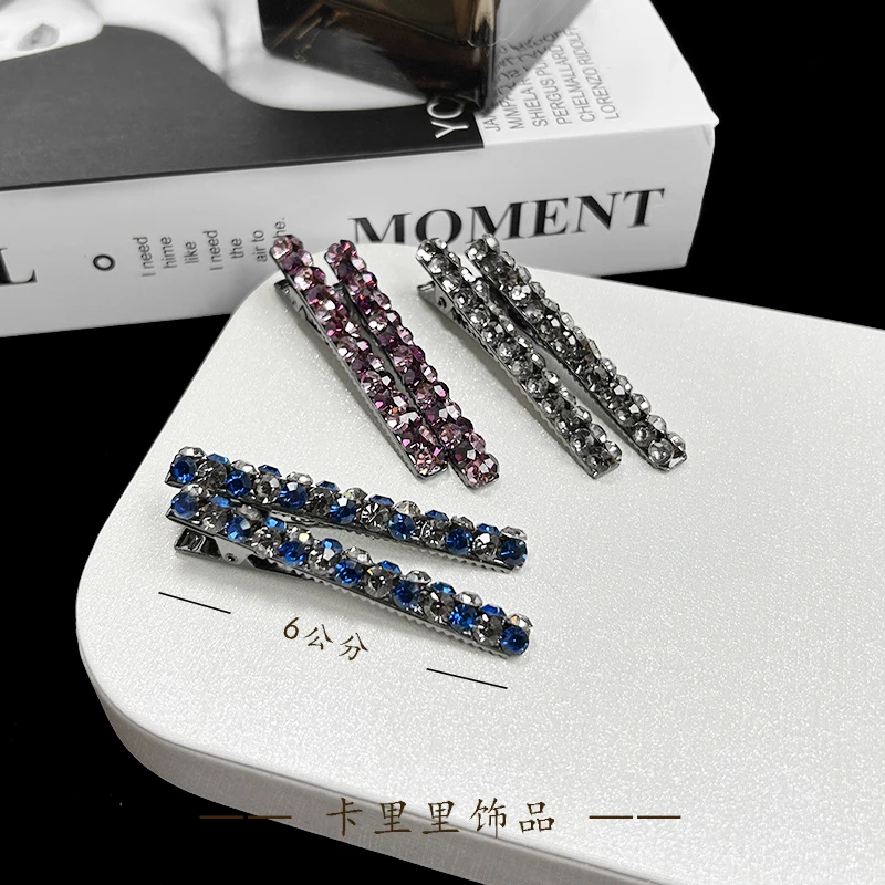 编号2508 简约风合金鸭嘴夹6cm碎发边夹一对装