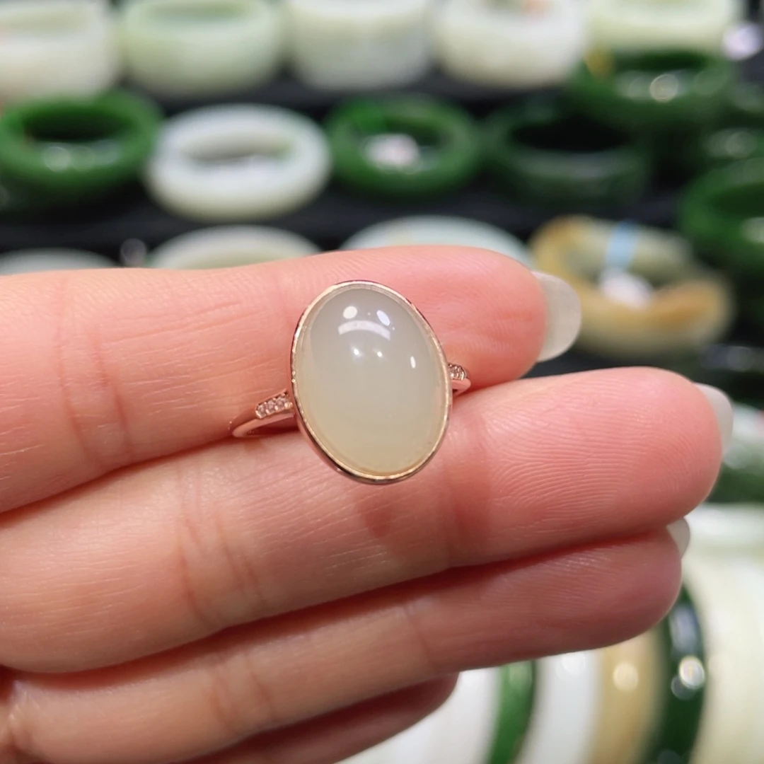 银S925镶嵌戒指和田玉