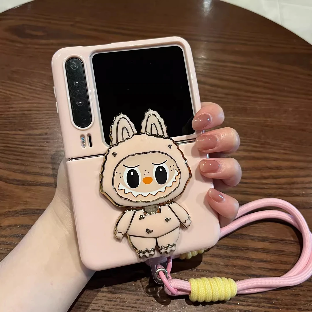 适用华为purax折叠屏手机壳粉色卡通支架阔折叠新款带手提绳防摔