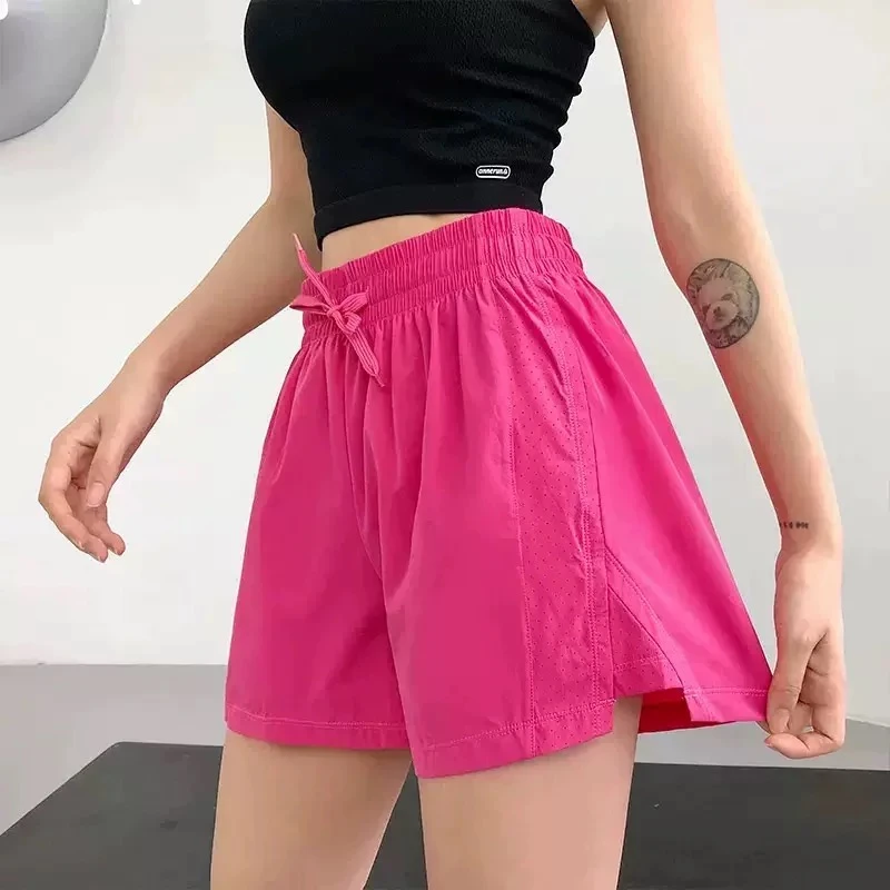 跑步夏季宽松短裤女夏假两件防走光透气速干训练三分健身裤女士