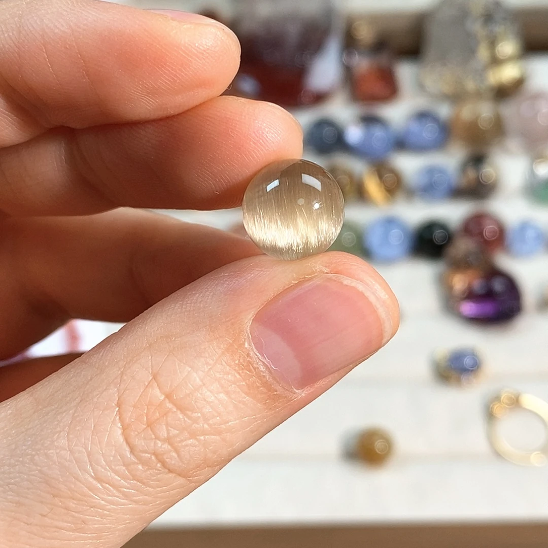 鱼****水晶珠宝半成品未镶嵌天然发晶单珠