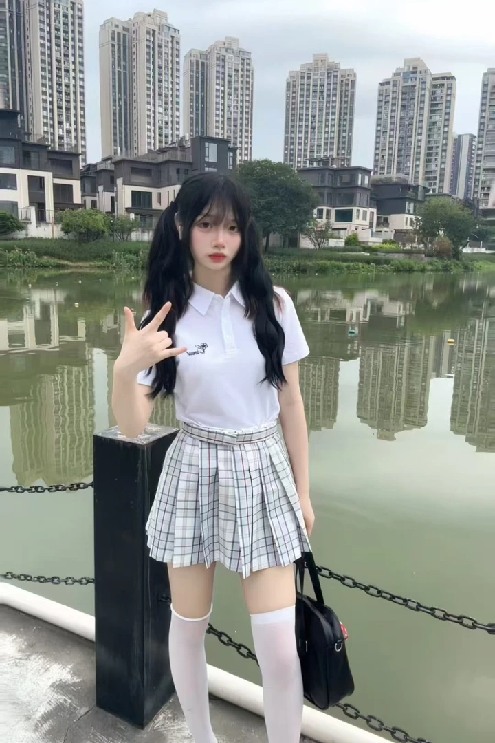 陌间JK原创制服校园学院风短裙洋气百褶短裙套装小个子穿搭格子裙