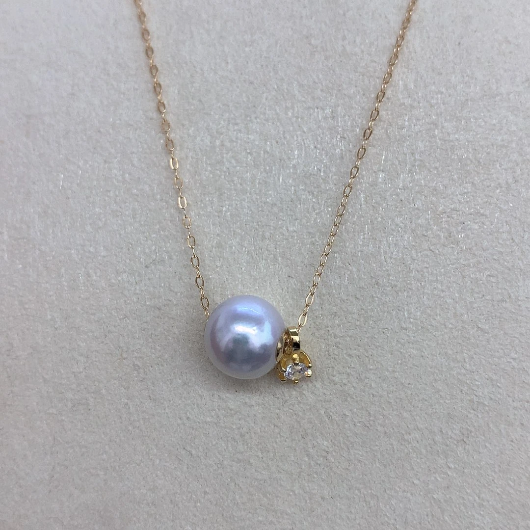 淡水珍珠吊坠(赠链)18K金镶嵌