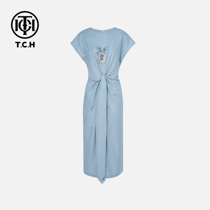【现货】TCH私服烫钻工艺新时尚百搭连衣裙女T75B30E1136轻奢tch