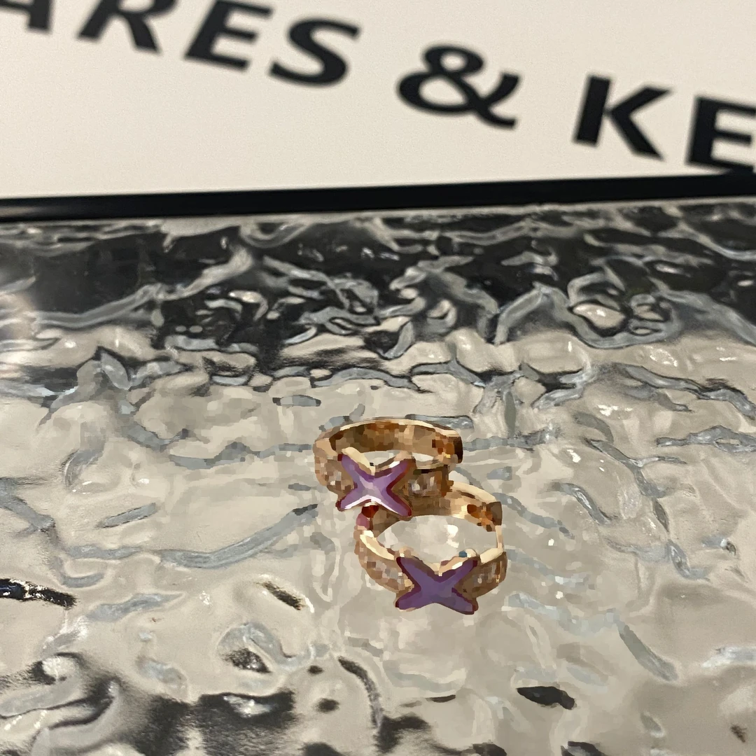 铜合金耳饰 饰品蓝色紫色女高奢耳钉A8078