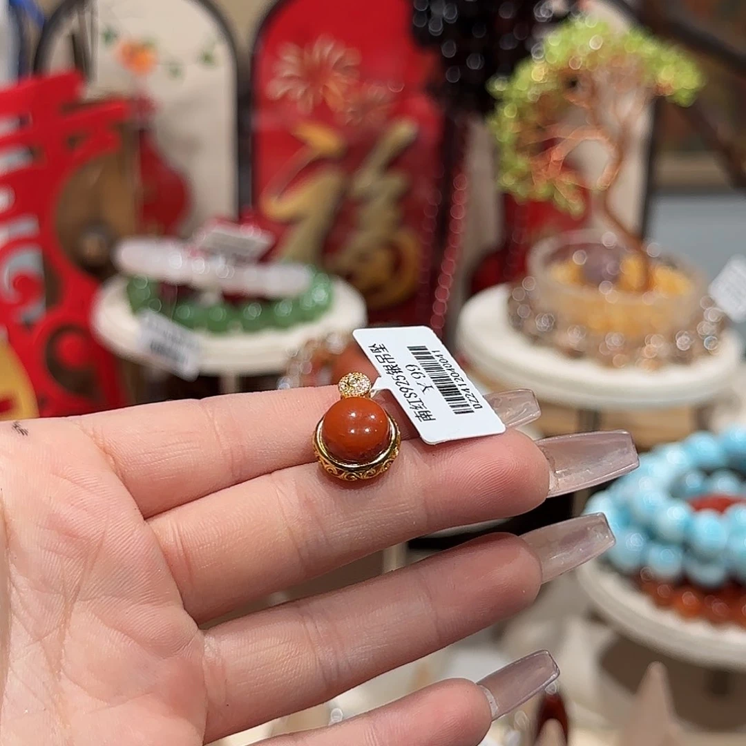 南红玛瑙吊坠(不含链)银S925镶嵌吊坠
