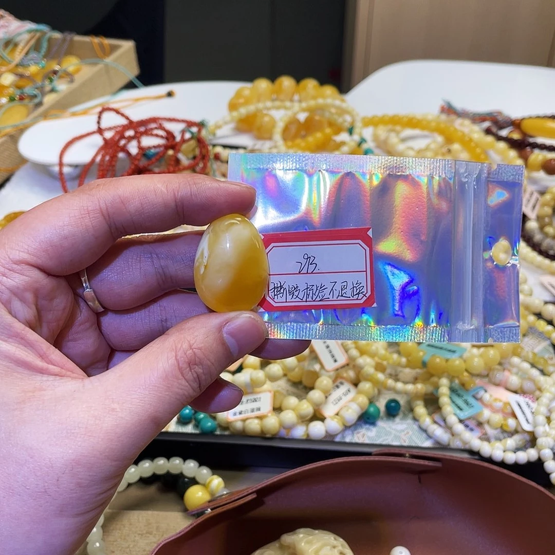 蜜蜡未镶嵌手串水滴瑕疵