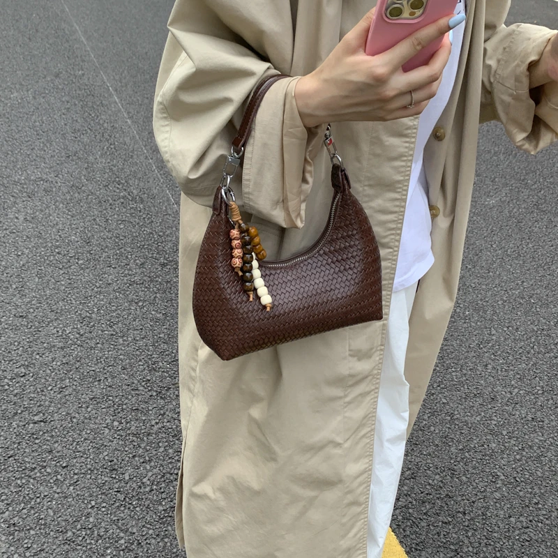 韩国chic复古时尚编织饺子包女2025新款通勤百搭手提单肩斜挎包