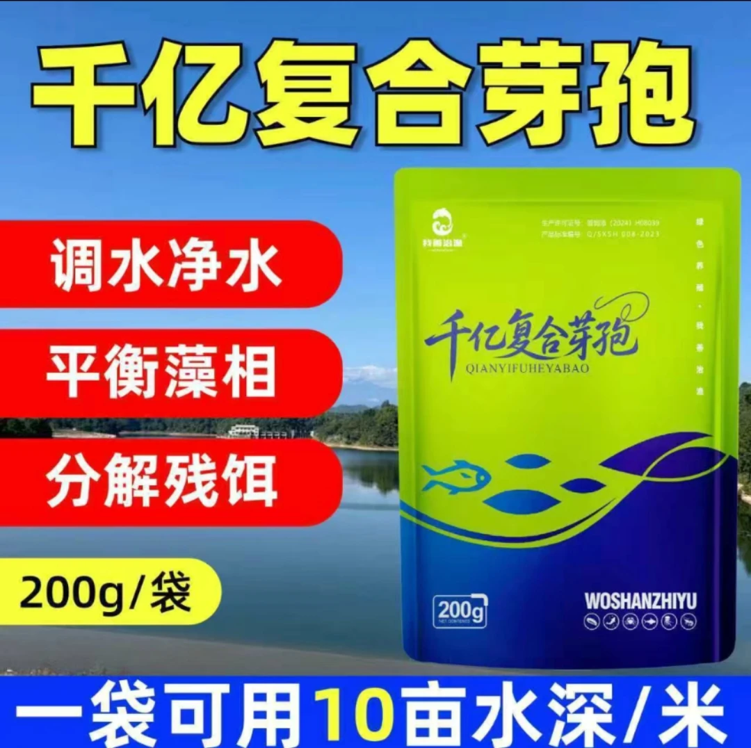 千亿枯草芽孢杆菌 快速处理水浑、水黑、水臭免发酵直接撒 快速净水