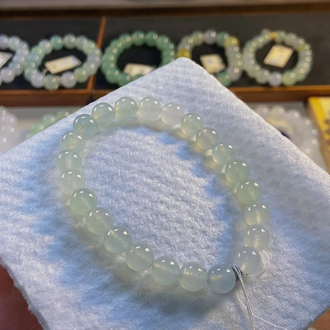 定制翡翠未镶嵌翡翠手串卡7.8