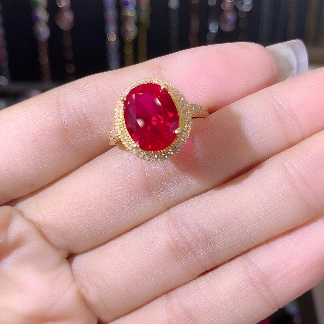 银S925镶嵌戒指红宝石金911