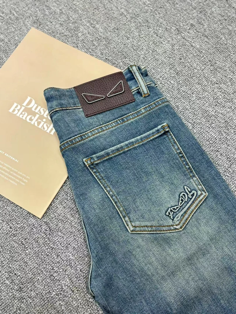 【PT专属】欧货新款古巴蓝男弹力休闲牛仔裤修身小直筒男裤子时尚