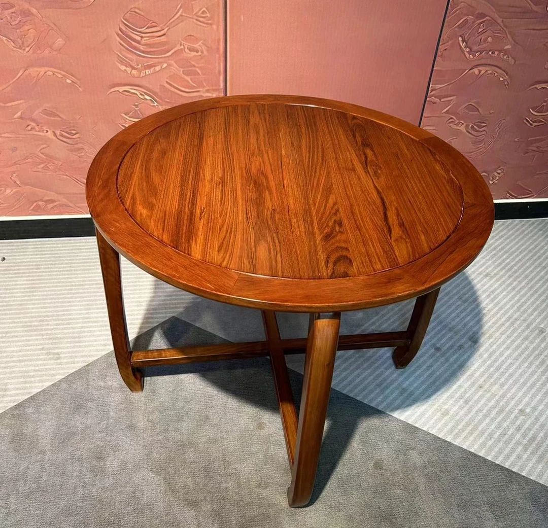 新中式自由组合框架结构圆形餐桌咖啡桌方几榉木家用