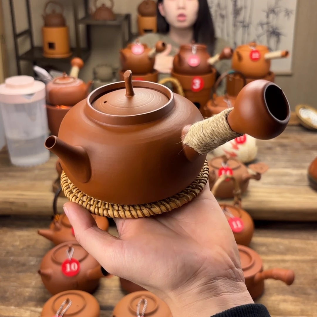 煮水煮茶甘甜 潮州砂铫壶 搭藤垫