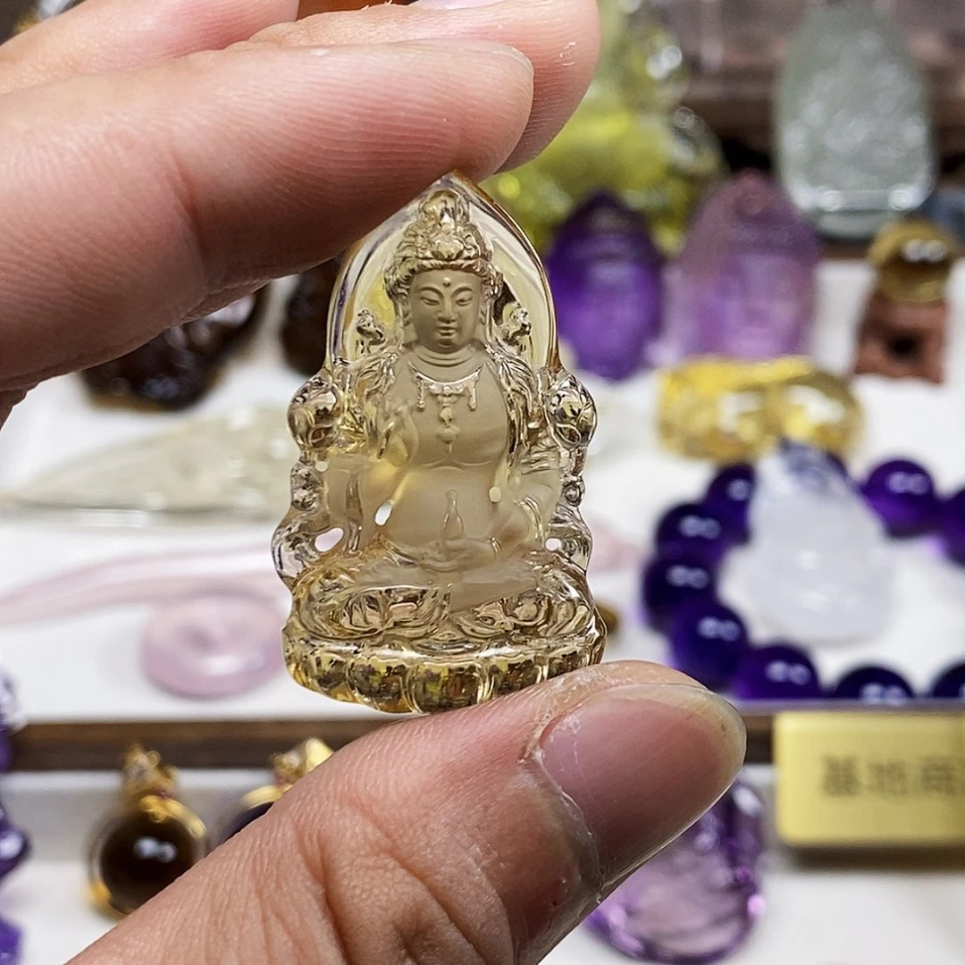 香***桃水晶颈饰未镶嵌天然水晶吊坠