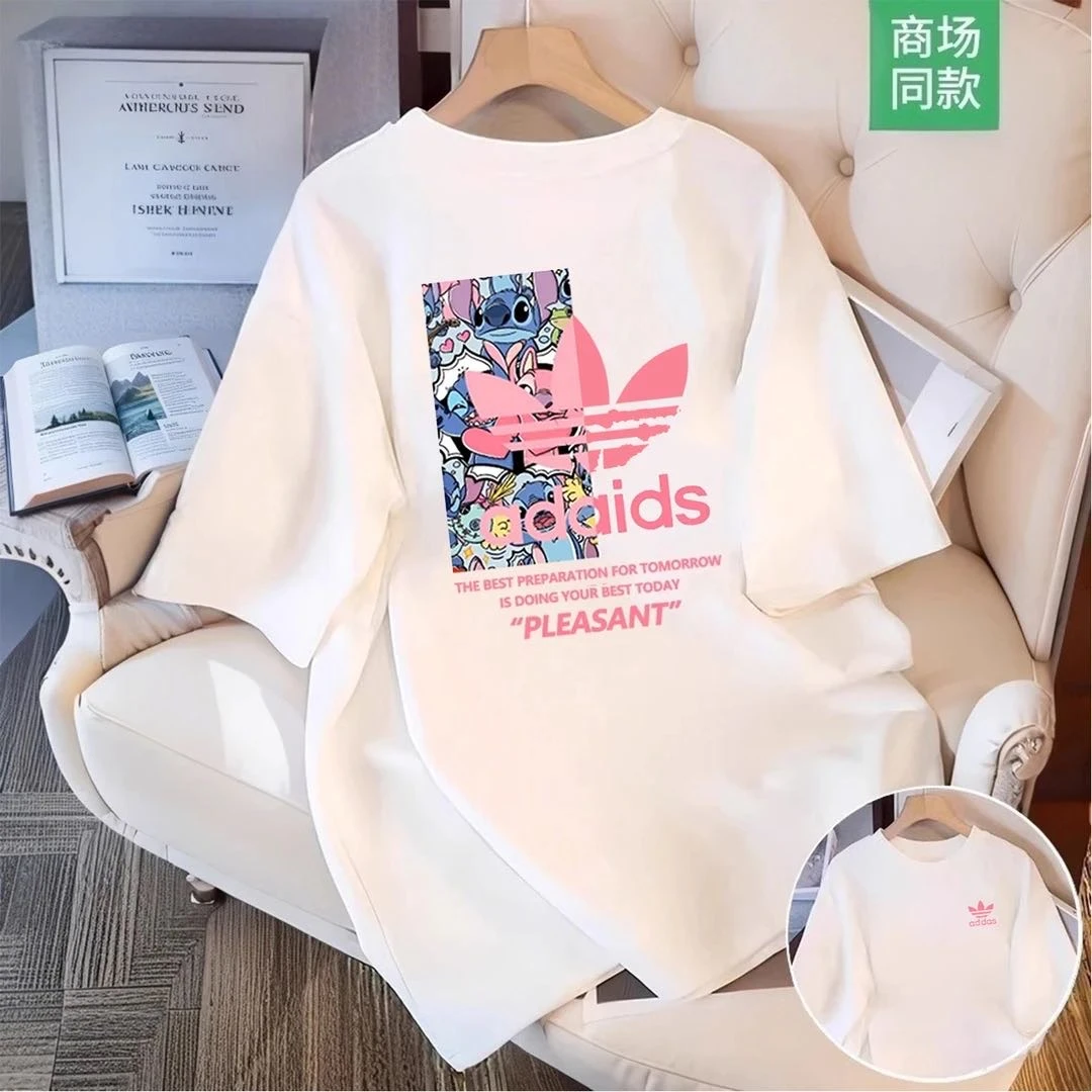 一折专区【奥莱正品】夏季情侣圆领纯棉短袖印花时尚ins大码男T恤