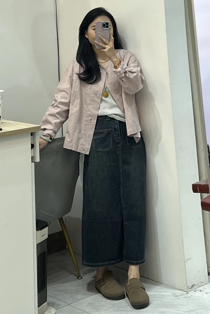 圆领排扣小外套➕条纹背心 两件套套装