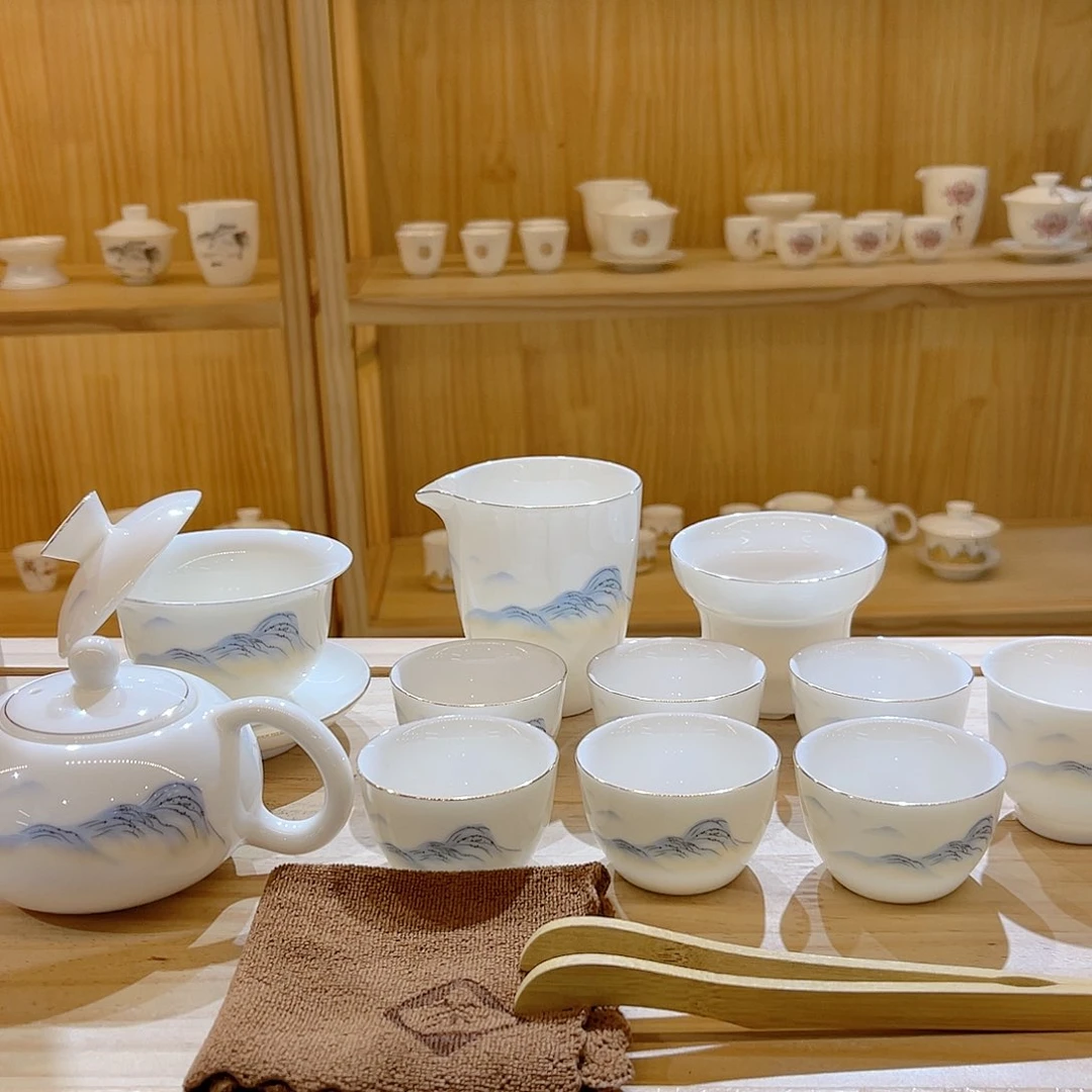 杯玄致羊脂玉瓷茶具套装