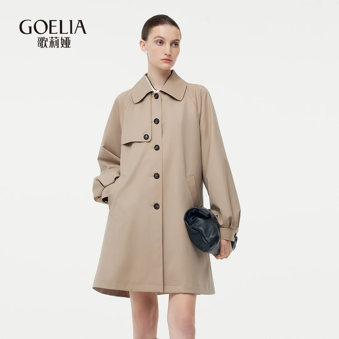 【商场同款新品】歌莉娅春精纺绵羊毛翻领风衣欧若风通勤1E2L6L310