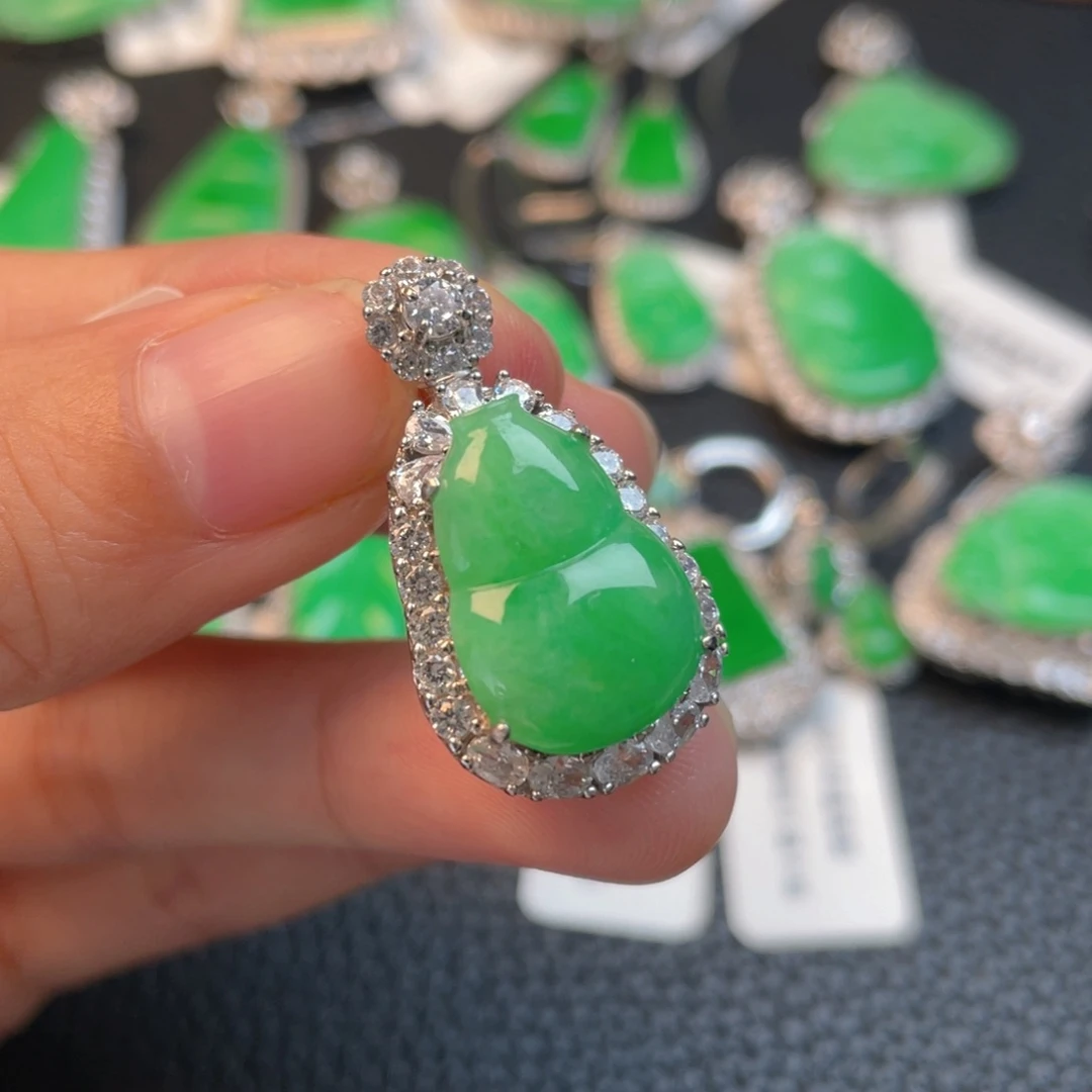 翡翠银S925镶嵌吊坠(不含链)