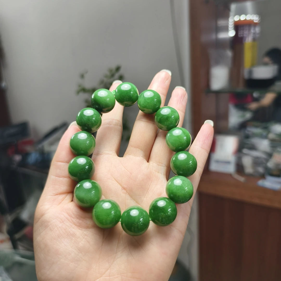 和田玉碧玉猫眼圆珠16mm