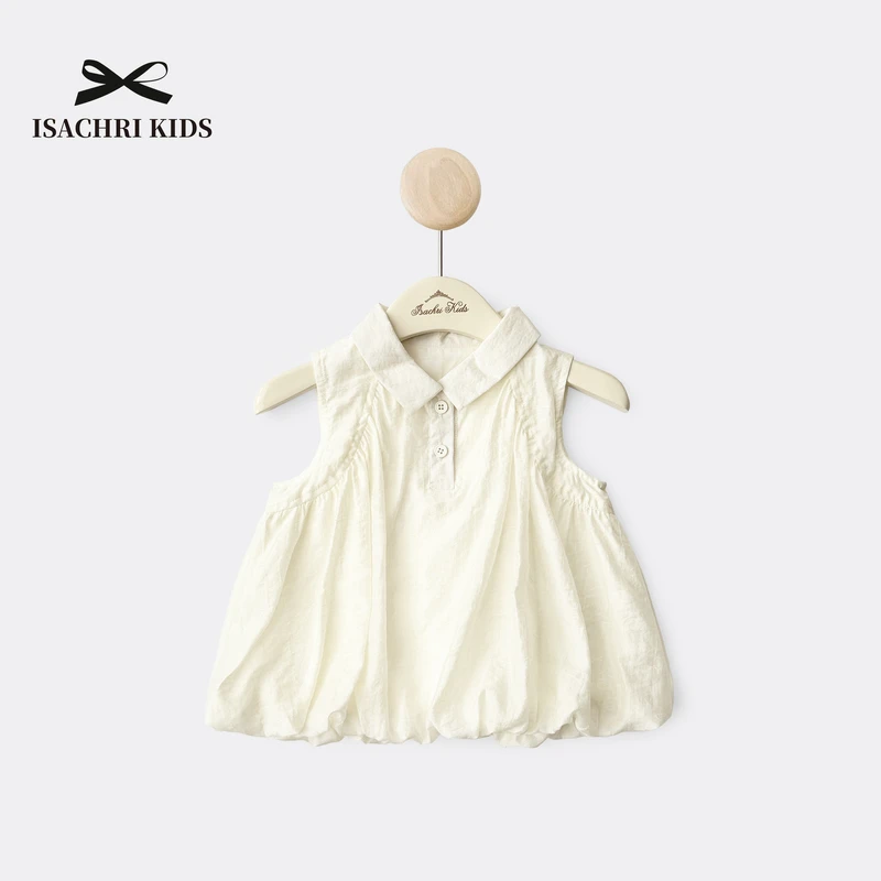 晶晶家【现发】杏仁蜜童装夏装女儿童衬衣无袖衬衫娃娃衫上衣 IS529