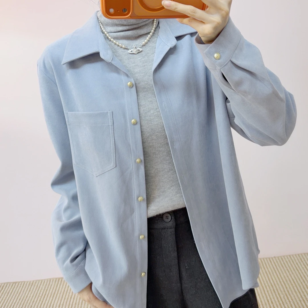 908时尚气质通勤纯色百搭开衫简约长袖衬衫25S908/GP