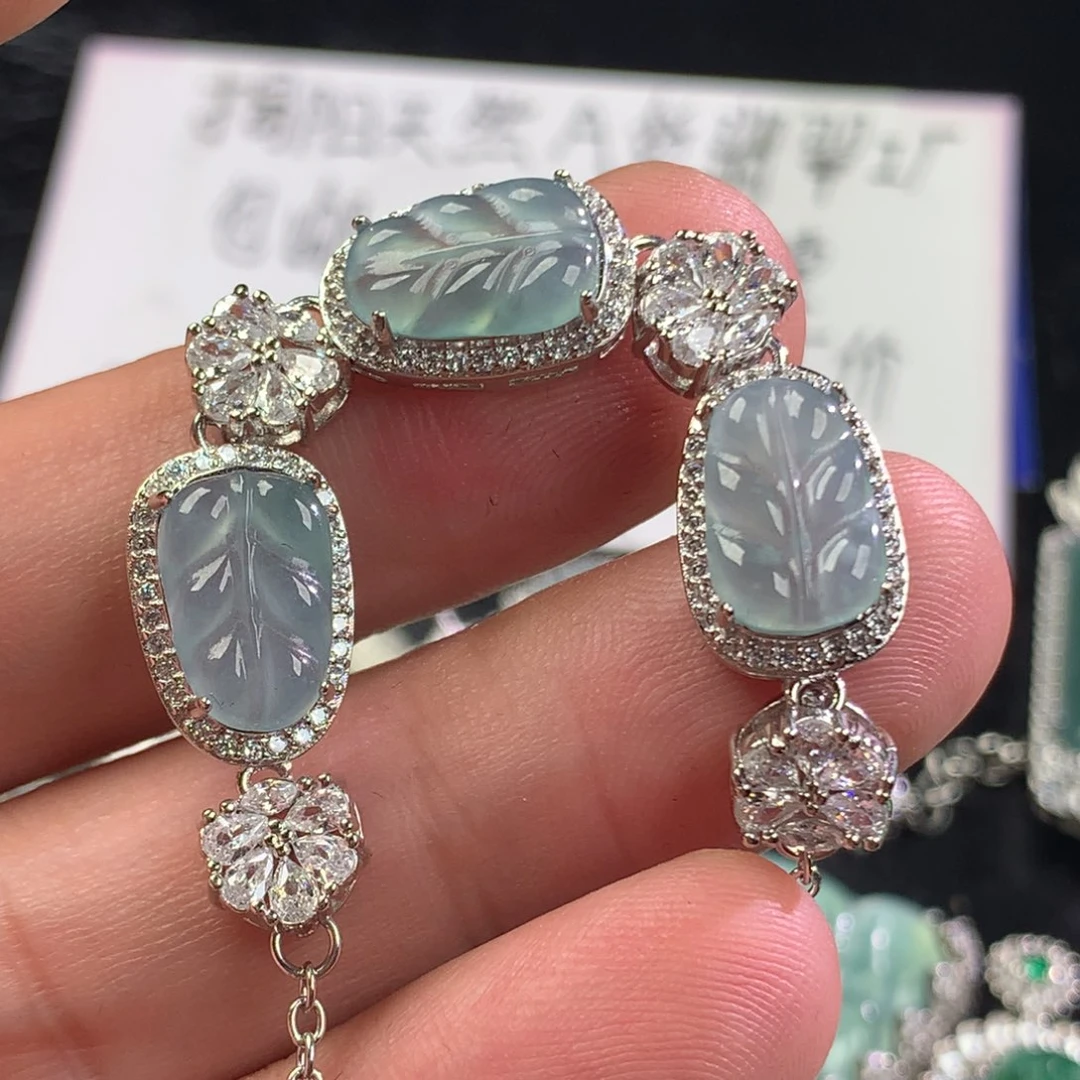 翡翠未镶嵌颈饰叶子手链